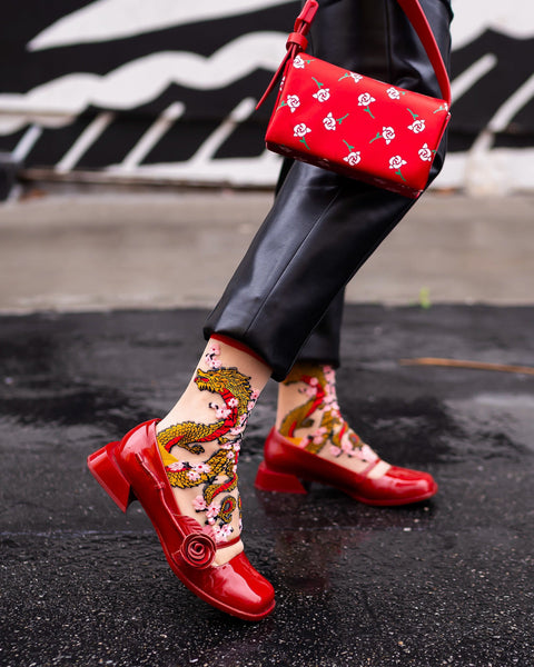 Calcetines transparentes de media caña del Año del Dragón-5